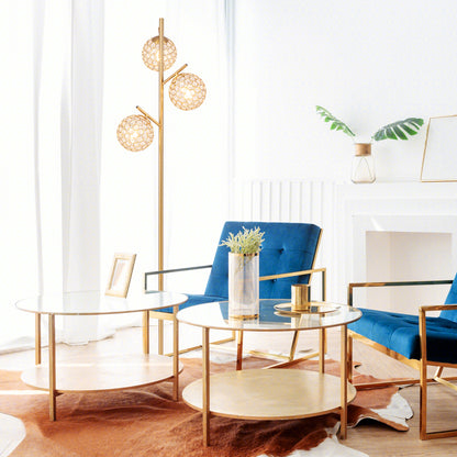 3 Globe Floor Lamp with Foot Switch and E26 Bulb Bases for Soft Lighting