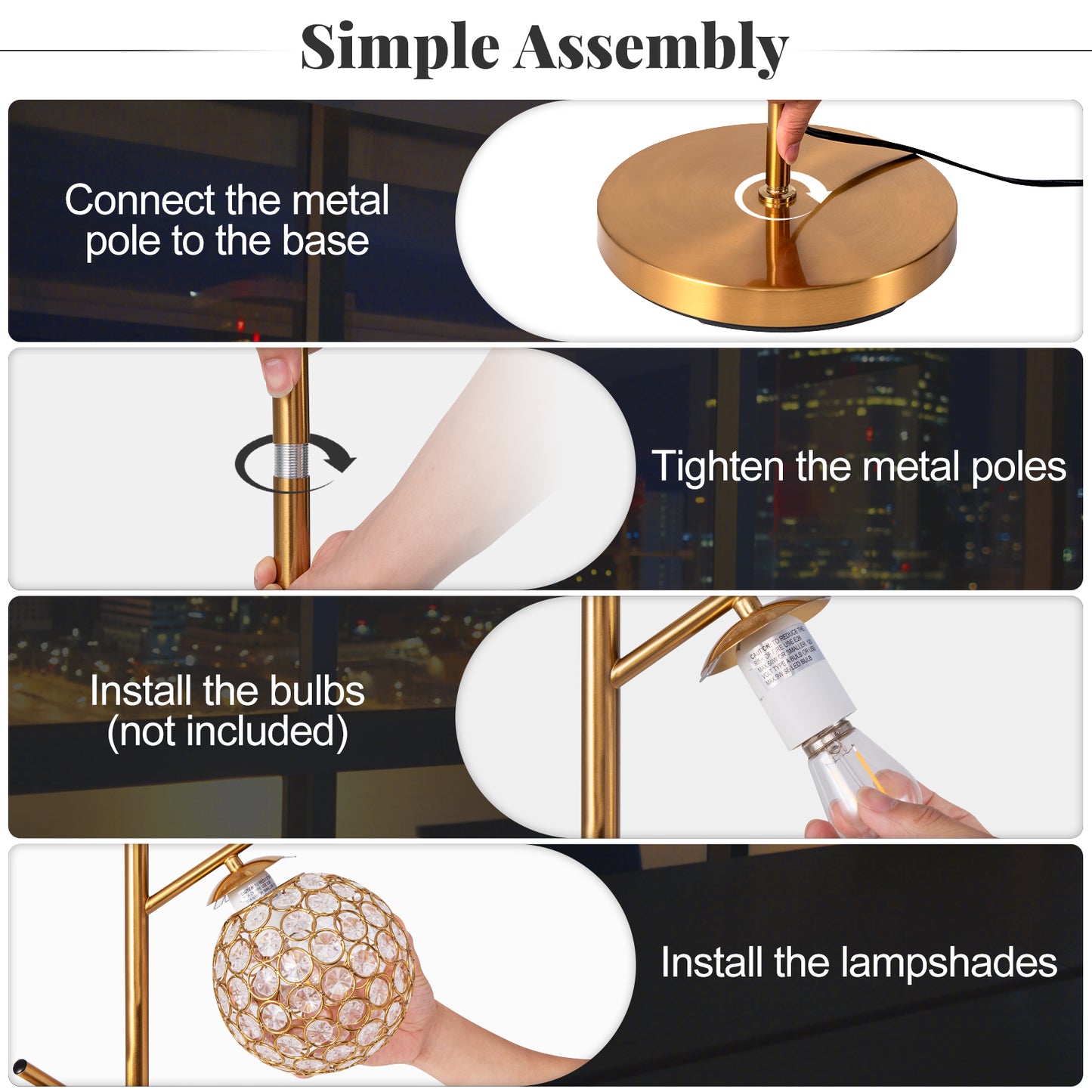 3 Globe Floor Lamp with Foot Switch and E26 Bulb Bases for Soft Lighting