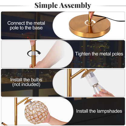 3 Globe Floor Lamp with Foot Switch and E26 Bulb Bases for Soft Lighting