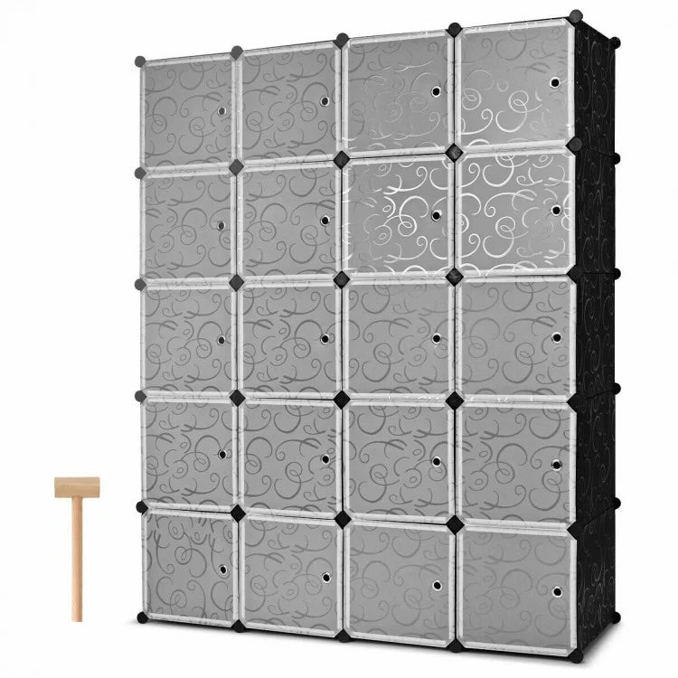 Stackable 20-Cube Storage System with Decorative Doors