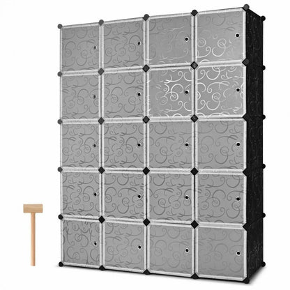 Stackable 20-Cube Storage System with Decorative Doors