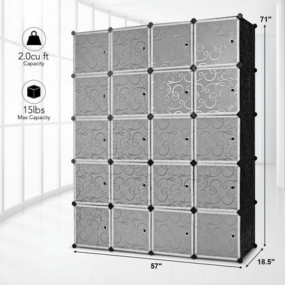 Stackable 20-Cube Storage System with Decorative Doors
