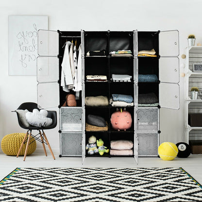 Stackable 20-Cube Storage System with Decorative Doors