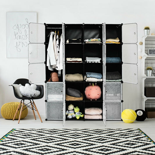 Stackable 20-Cube Storage System with Decorative Doors