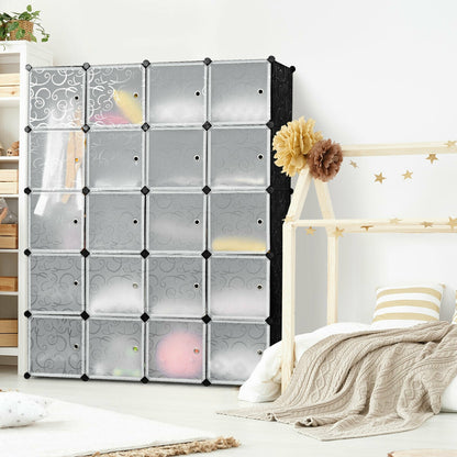 Stackable 20-Cube Storage System with Decorative Doors