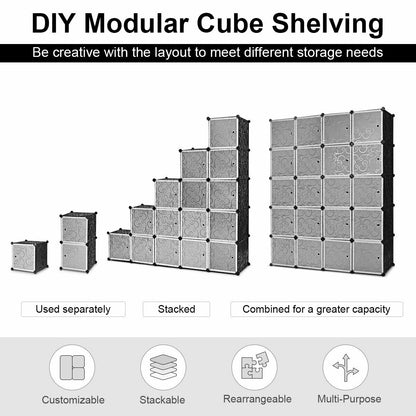 Stackable 20-Cube Storage System with Decorative Doors