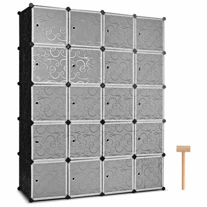 Stackable 20-Cube Storage System with Decorative Doors