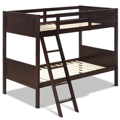 Convertible Twin Bunk Bed to 2 Individual Wooden Beds - Brown