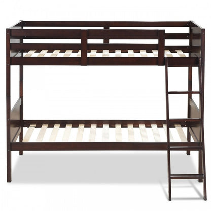 Convertible Twin Bunk Bed to 2 Individual Wooden Beds - Brown