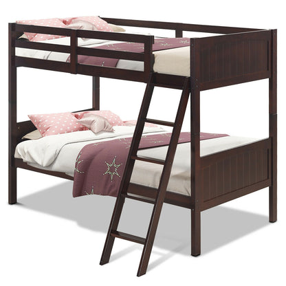 Convertible Twin Bunk Bed to 2 Individual Wooden Beds - Brown