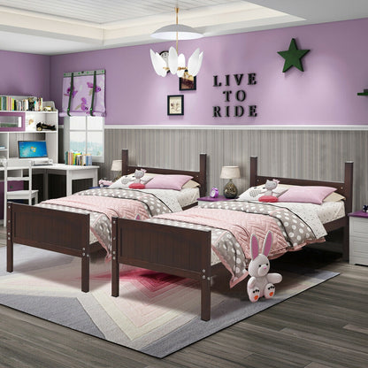 Convertible Twin Bunk Bed to 2 Individual Wooden Beds - Brown