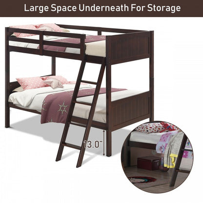 Convertible Twin Bunk Bed to 2 Individual Wooden Beds - Brown