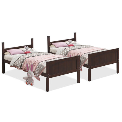Convertible Twin Bunk Bed to 2 Individual Wooden Beds - Brown