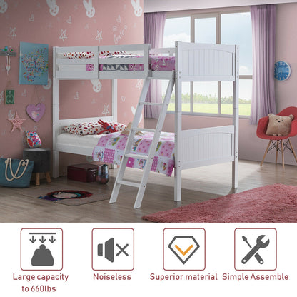 Convertible Twin Bunk Bed to 2 Individual Wooden Beds - White