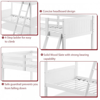 Convertible Twin Bunk Bed to 2 Individual Wooden Beds - White