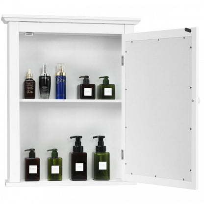Wall-Mounted Bathroom Mirror Cabinet with Adjustable Shelves