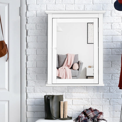 Wall-Mounted Bathroom Mirror Cabinet with Adjustable Shelves