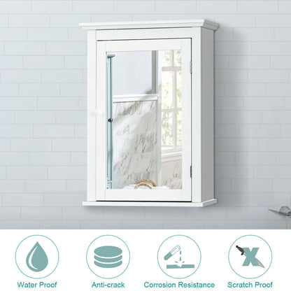 Wall-Mounted Bathroom Mirror Cabinet with Adjustable Shelves
