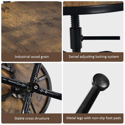 Set of 2 Swivel Adjustable Counter Stools with Ergonomic Arc Backrest