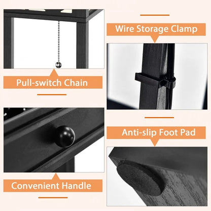 Modern Floor Lamp with Storage Shelves, Power Outlet & USB Charging Ports