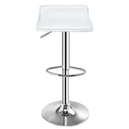 Set of 2 Adjustable Backless Bar Stools with PU Leather Seats and Chrome Steel Base in White
