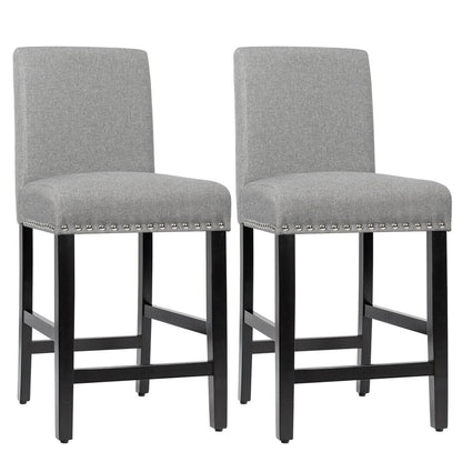 Upholstered Kitchen Chair with Rubber Wood Legs 25 Inch, Set of 2 Grey