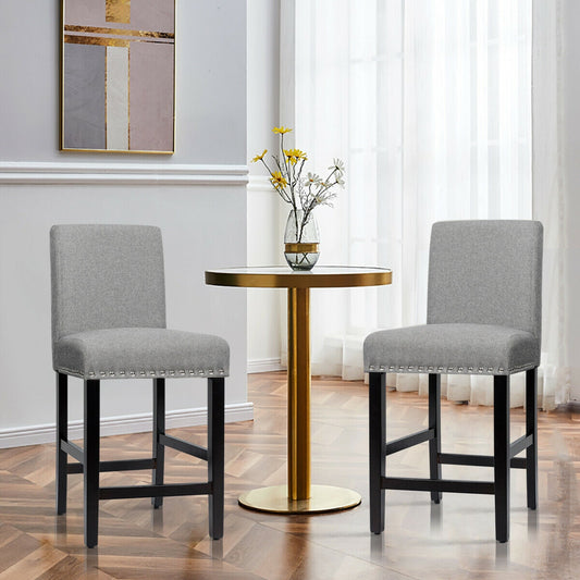 Upholstered Kitchen Chair with Rubber Wood Legs 25 Inch, Set of 2 Grey