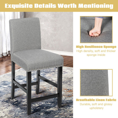 Upholstered Kitchen Chair with Rubber Wood Legs 25 Inch, Set of 2 Grey