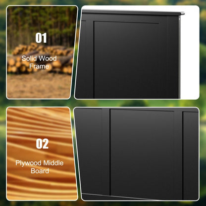 Full Size Wood Headboard with Adjustable Height and Pre-Drilled Holes - Black