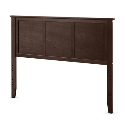 Full Size Wood Headboard with Adjustable Height and Pre-Drilled Holes - Brown