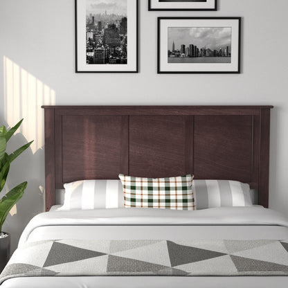 Full Size Wood Headboard with Adjustable Height and Pre-Drilled Holes - Brown