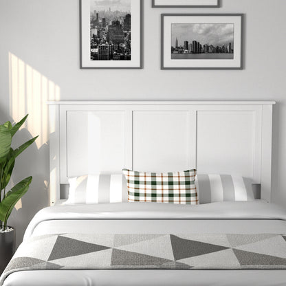 Full Size Wood Headboard with Adjustable Height and Pre-Drilled Holes - White