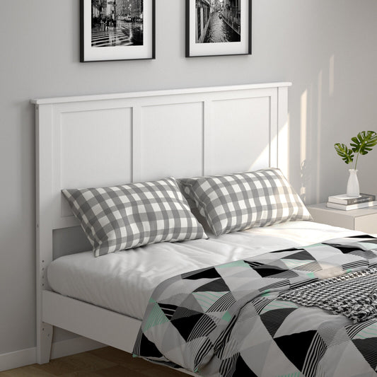 Full Size Wood Headboard with Adjustable Height and Pre-Drilled Holes - White