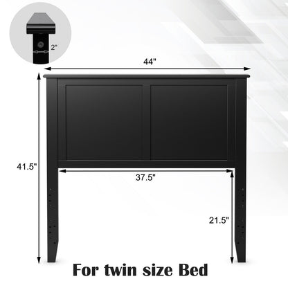 Elegant Solid Wood Twin Bed Headboard with Flat Panel Design - Black