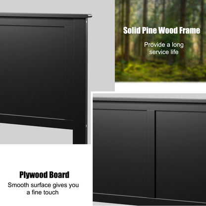 Elegant Solid Wood Twin Bed Headboard with Flat Panel Design - Black