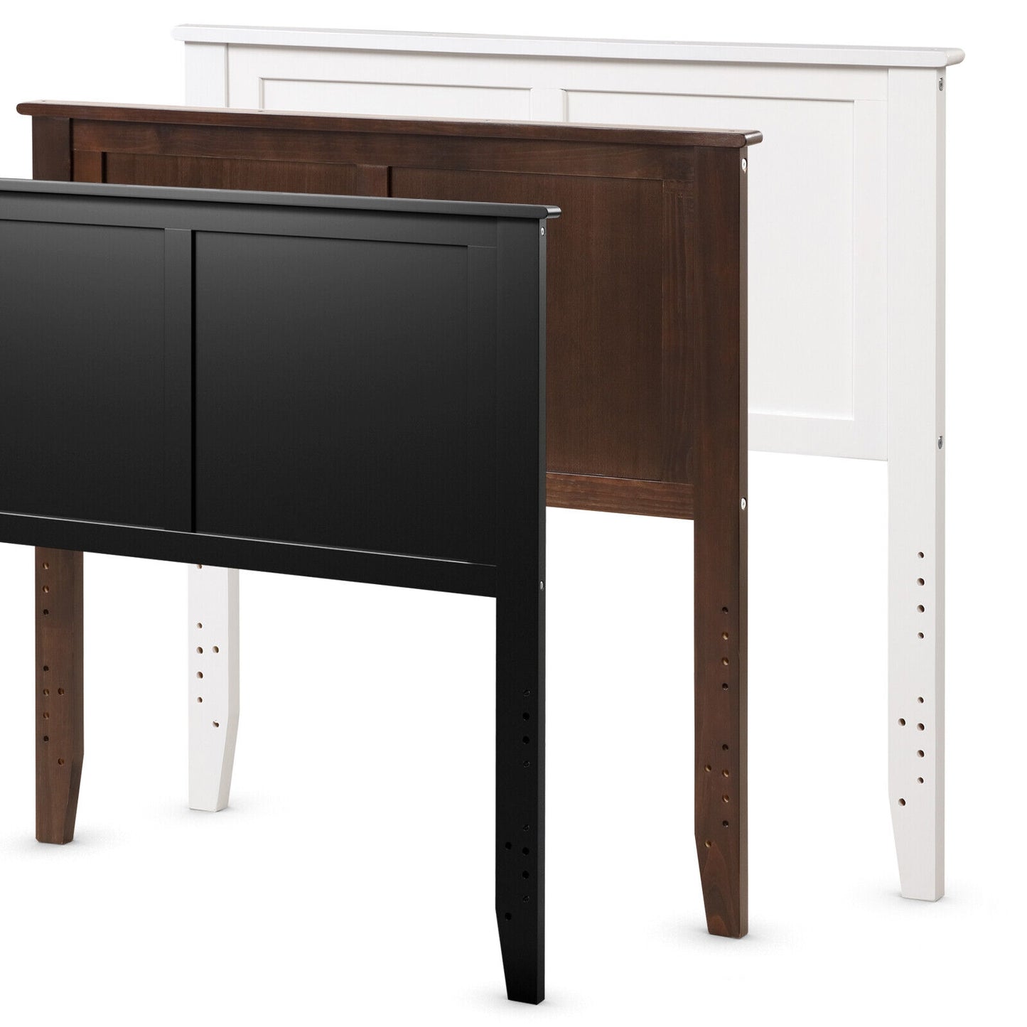 Elegant Solid Wood Twin Bed Headboard with Flat Panel Design - Black