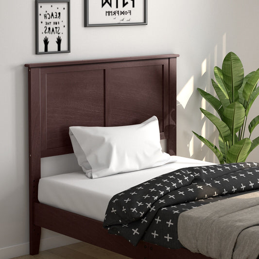 Elegant Solid Wood Twin Bed Headboard with Flat Panel Design - Brown