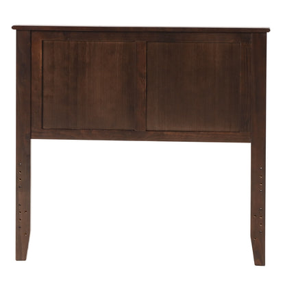Elegant Solid Wood Twin Bed Headboard with Flat Panel Design - Brown