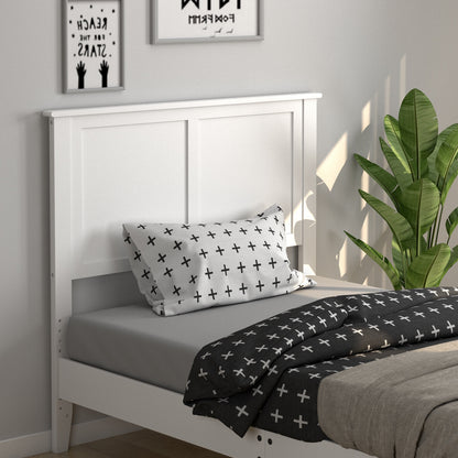 Elegant Solid Wood Twin Bed Headboard with Flat Panel Design - White