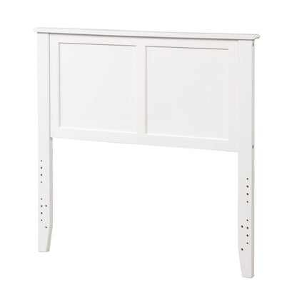 Elegant Solid Wood Twin Bed Headboard with Flat Panel Design - White