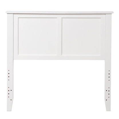 Elegant Solid Wood Twin Bed Headboard with Flat Panel Design - White