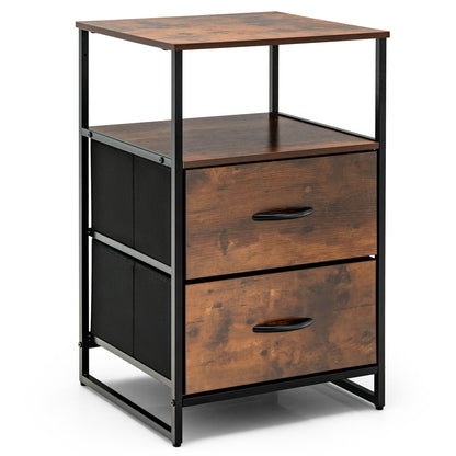 27 Inch Tall Freestanding Storage Cabinet with Wood Top and Open Shelves