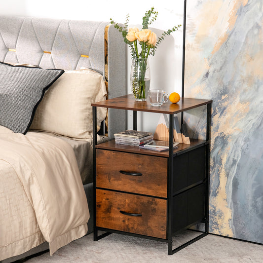 27 Inch Tall Freestanding Storage Cabinet with Wood Top and Open Shelves
