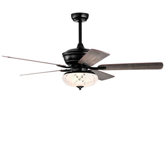 52 Inch Retro Ceiling Fan with 3 Speed Settings & Reversible Dual-Finish Blades – Grey