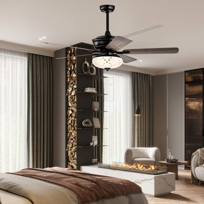 52 Inch Retro Ceiling Fan with 3 Speed Settings & Reversible Dual-Finish Blades – Grey