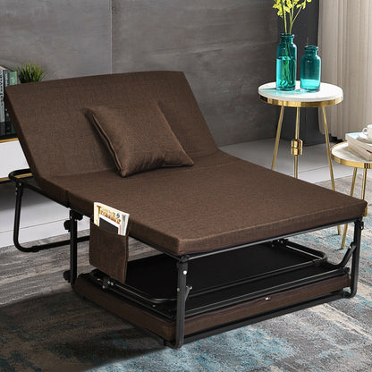 6 Position Adjustable Folding Guest Bed with Comfortable Mattress