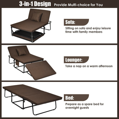 6 Position Adjustable Folding Guest Bed with Comfortable Mattress