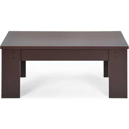 Lift Top Coffee Table with Hidden Storage Compartment in Brown Finish