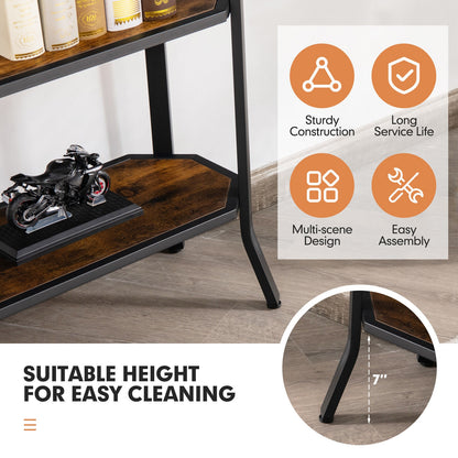 Rustic Charm 3 Tier Console Table with Industrial Steel Frame for Entryway or Living Room