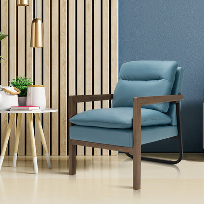 Cozy Upholstered Accent Chair with Thick Seat and Back Cushions – Blue